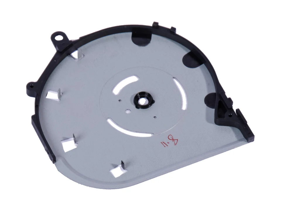 Fan base with folded tabs